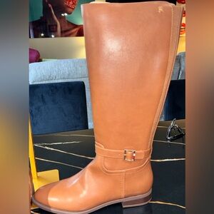 Tommy Hilfiger Cognac Tall Leather Riding Boots